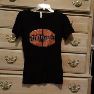 Hutto Hippos Ladies Jeweled Short Sleeved Tshirt